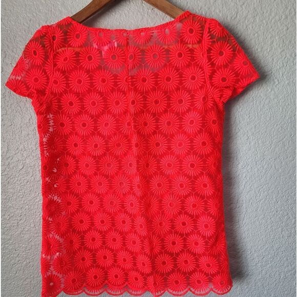 Lilly Pulitzer Red Short Sleeve Lace Blouse - Picture 3 of 8